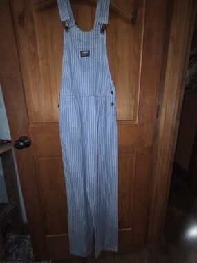Vintage OshKosh B'gosh Light Blue and White Striped Overalls